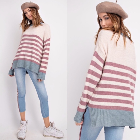 ROSALIE Striped Knit Sweater    - Picture 2 of 3